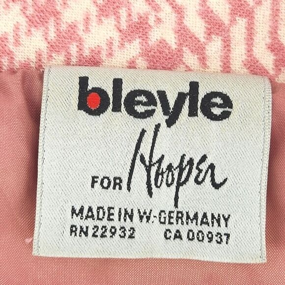 Bleyle for Hooper PeaCoat Womens 14 Pink Houndstooth 100% Virgin Wool Retro Glam - Picture 8 of 10